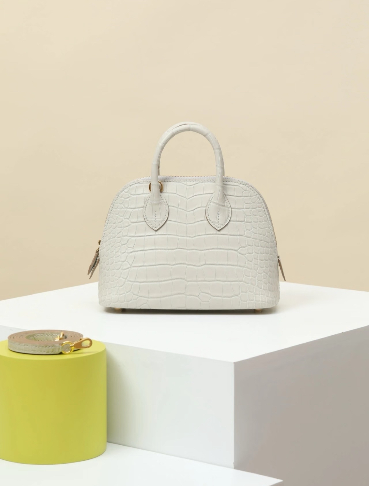 Bolide Mini 18CM Matte crocodile leather White