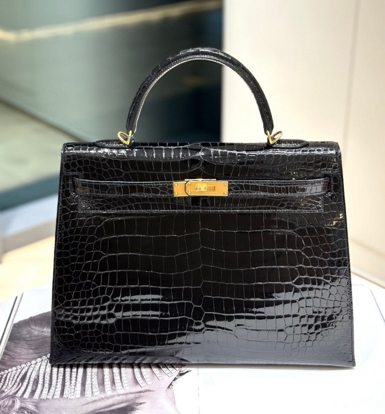 Kelly 35 crocodile skin