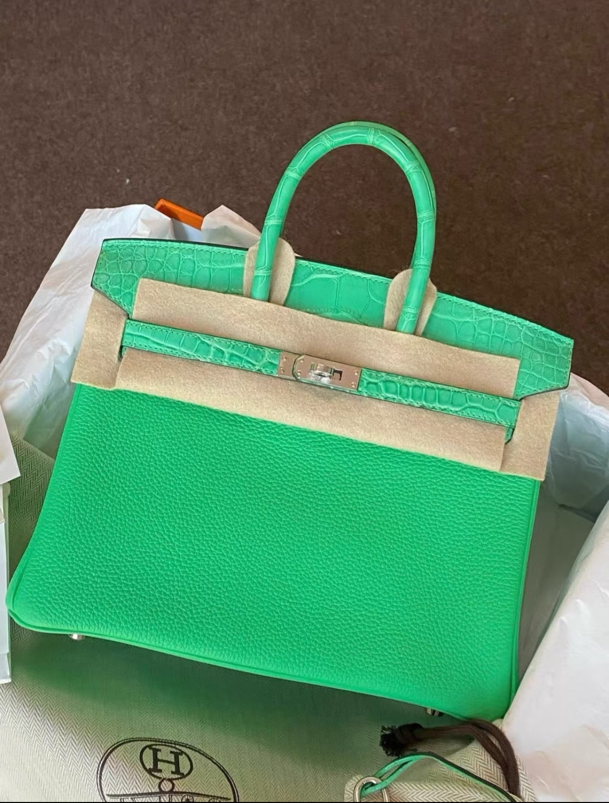 Birkin Vert Comics TOGO Patchwork Crocodile Leather Custom