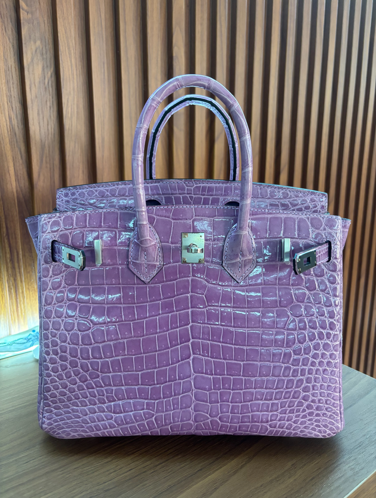 Birkin 25-35 lavender purple Crocodile Skin Custom