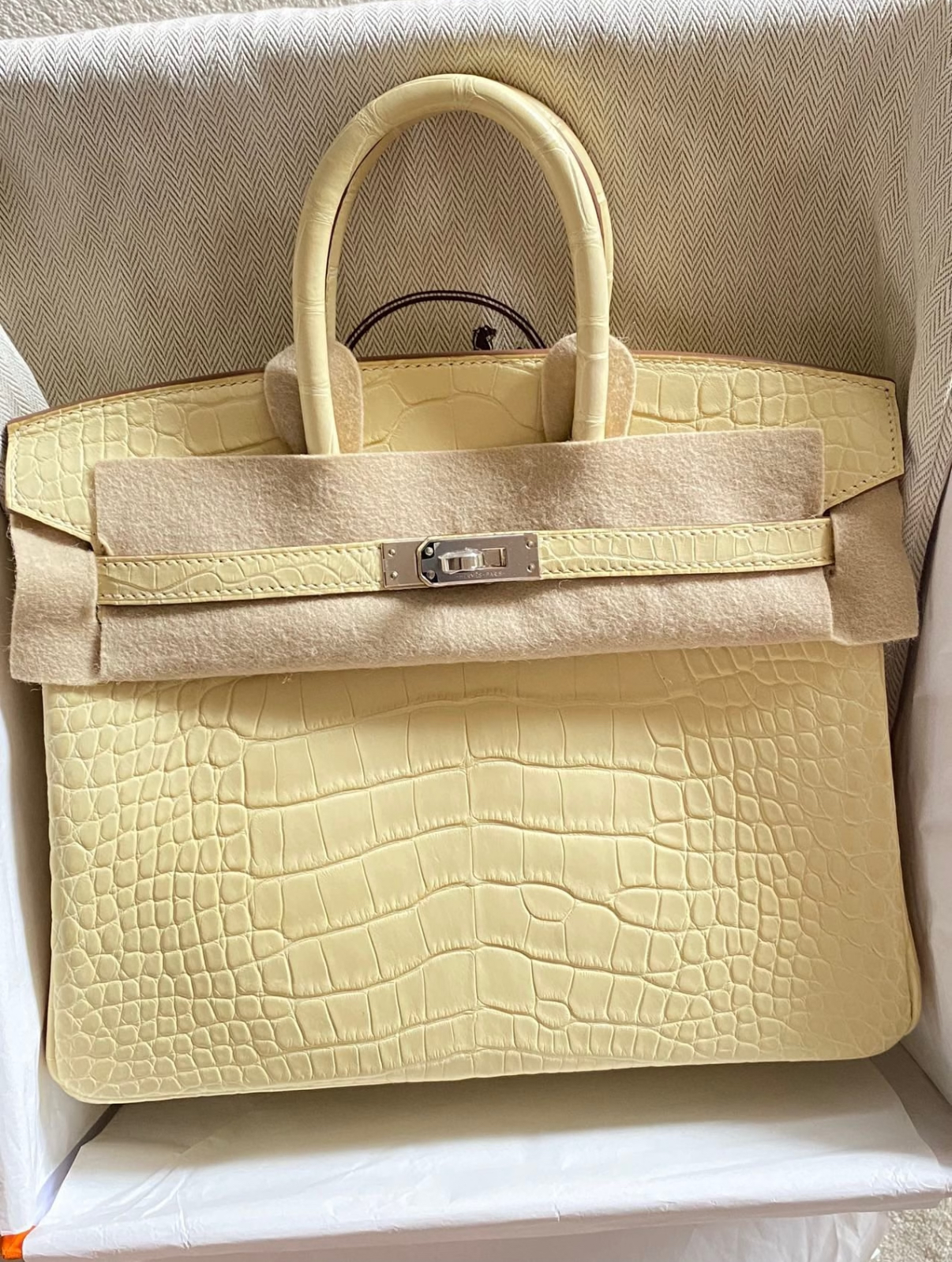 Birkin 25-30 Vanilla Crocodile Leather Custom