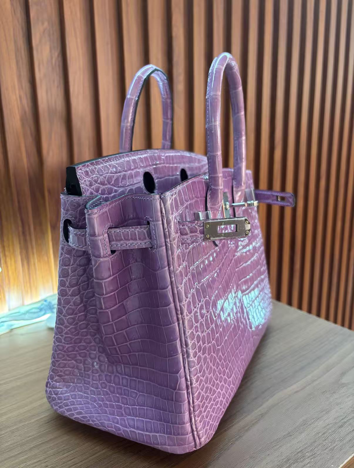 Birkin 25-35 lavender purple Crocodile Skin Custom