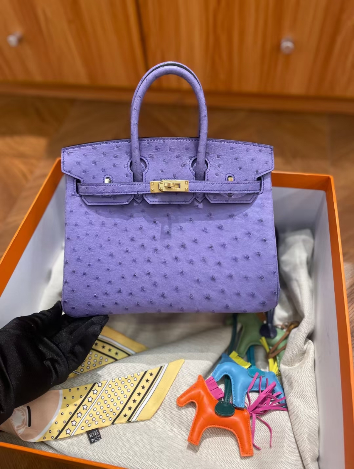 birkin 25-30 Lavender Ostrich Leather Custom