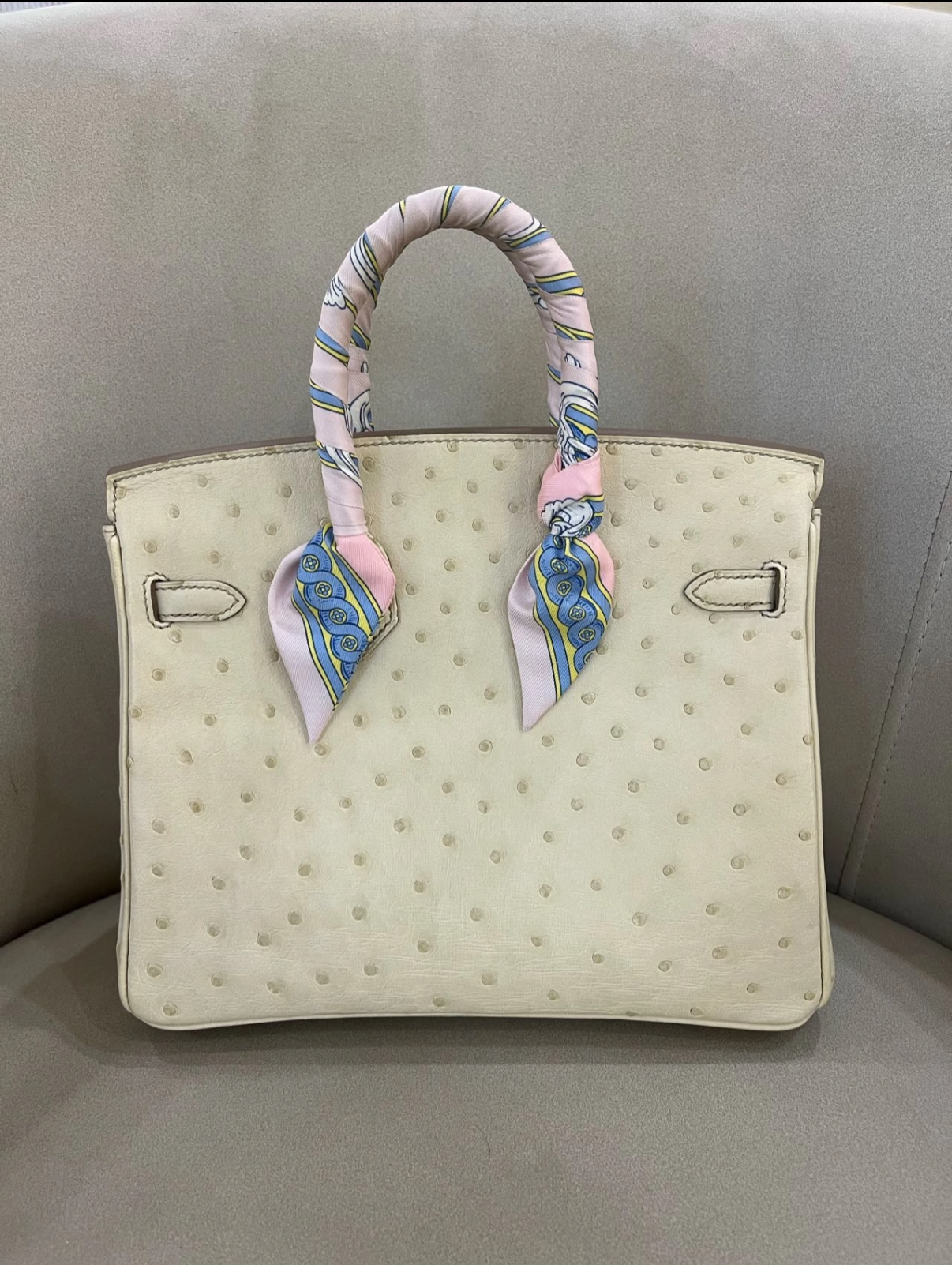 Birkin 25-30 Cream Ostrich Leather