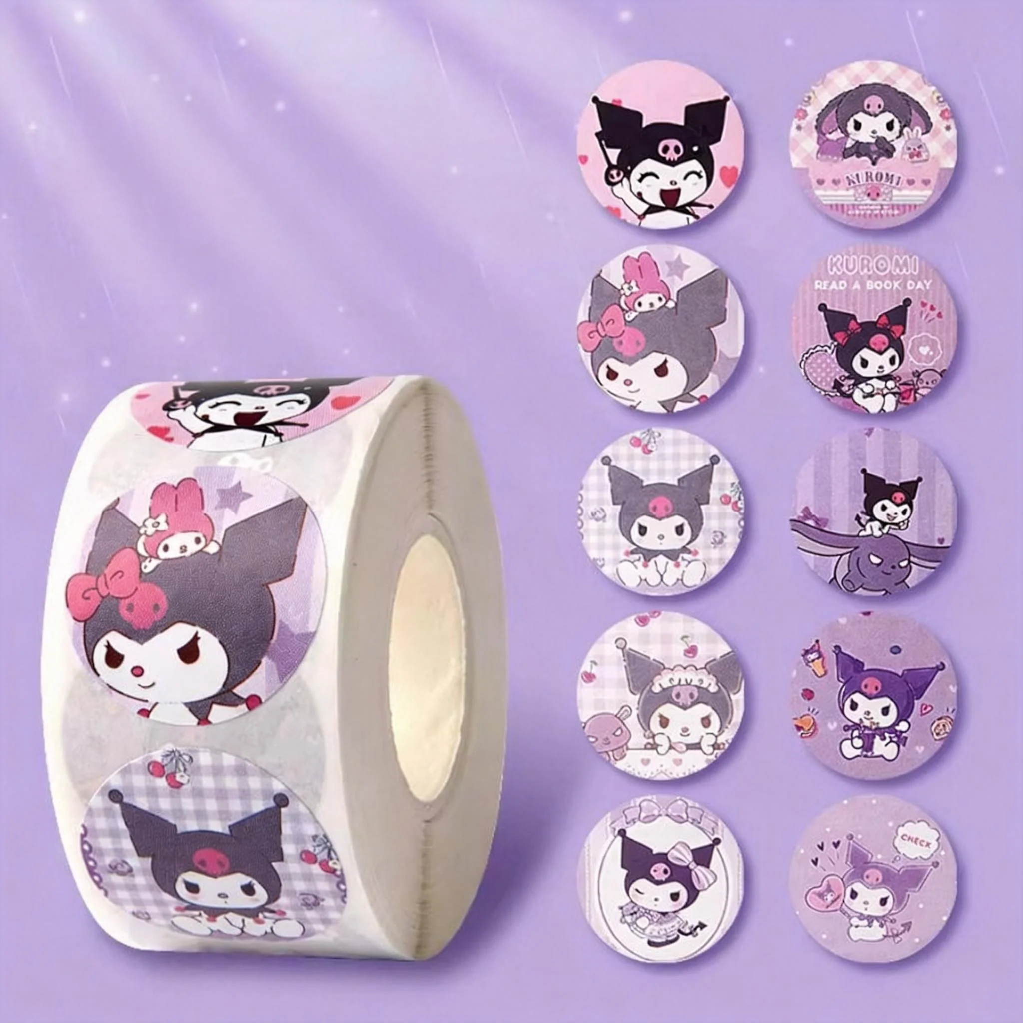 Kuromi Glitter Roll & Booklet – 200+ Punk-Cute Stickers