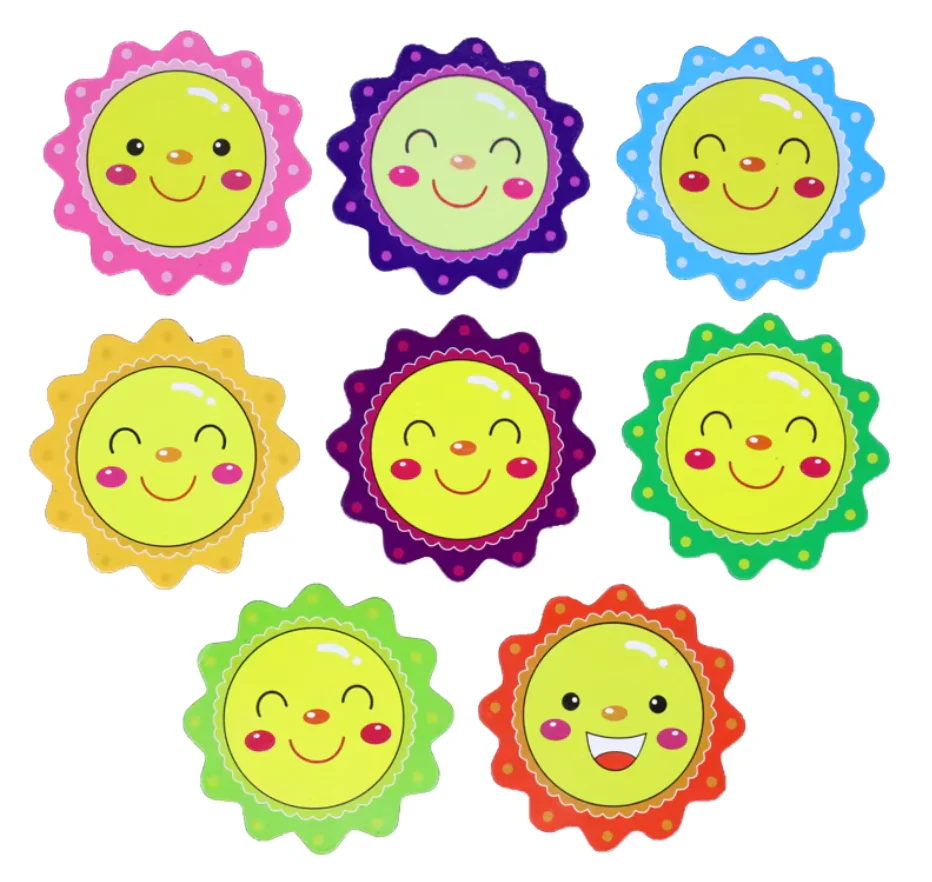 Smiley Flower Fridge Magnets - Cheerful Sun Face Magnetic Stickers for Whiteboard, Kids Rewards