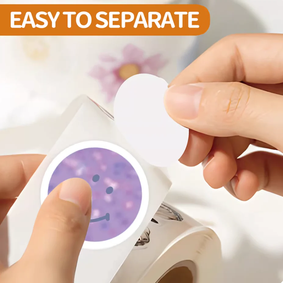 Kawaii Smile Sticker Roll - Cheerful Face Cartoon Labels for Journal, Planner & Waterproof Seals