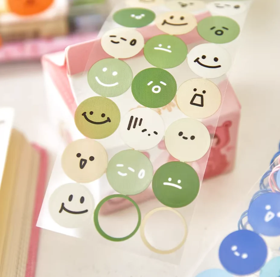 Kawaii Round Face Stickers - Cute Emoji Smile Labels for Journal, Planner & Kids Rewards