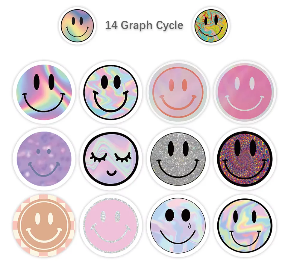 Kawaii Smile Sticker Roll - Cheerful Face Cartoon Labels for Journal, Planner & Waterproof Seals