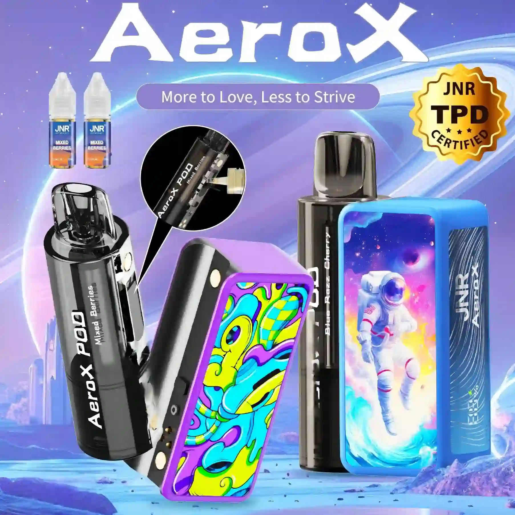 JNR AeroX 32000 Puffs - Kit Pod Remplissable et Rechargeable