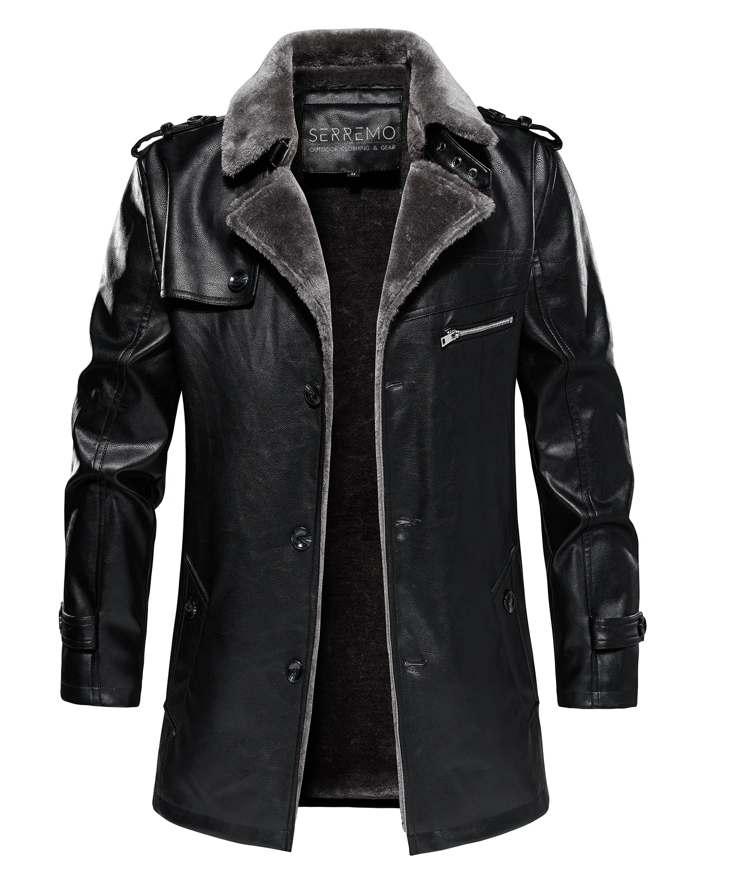 Insulated Faux-Leather Coat