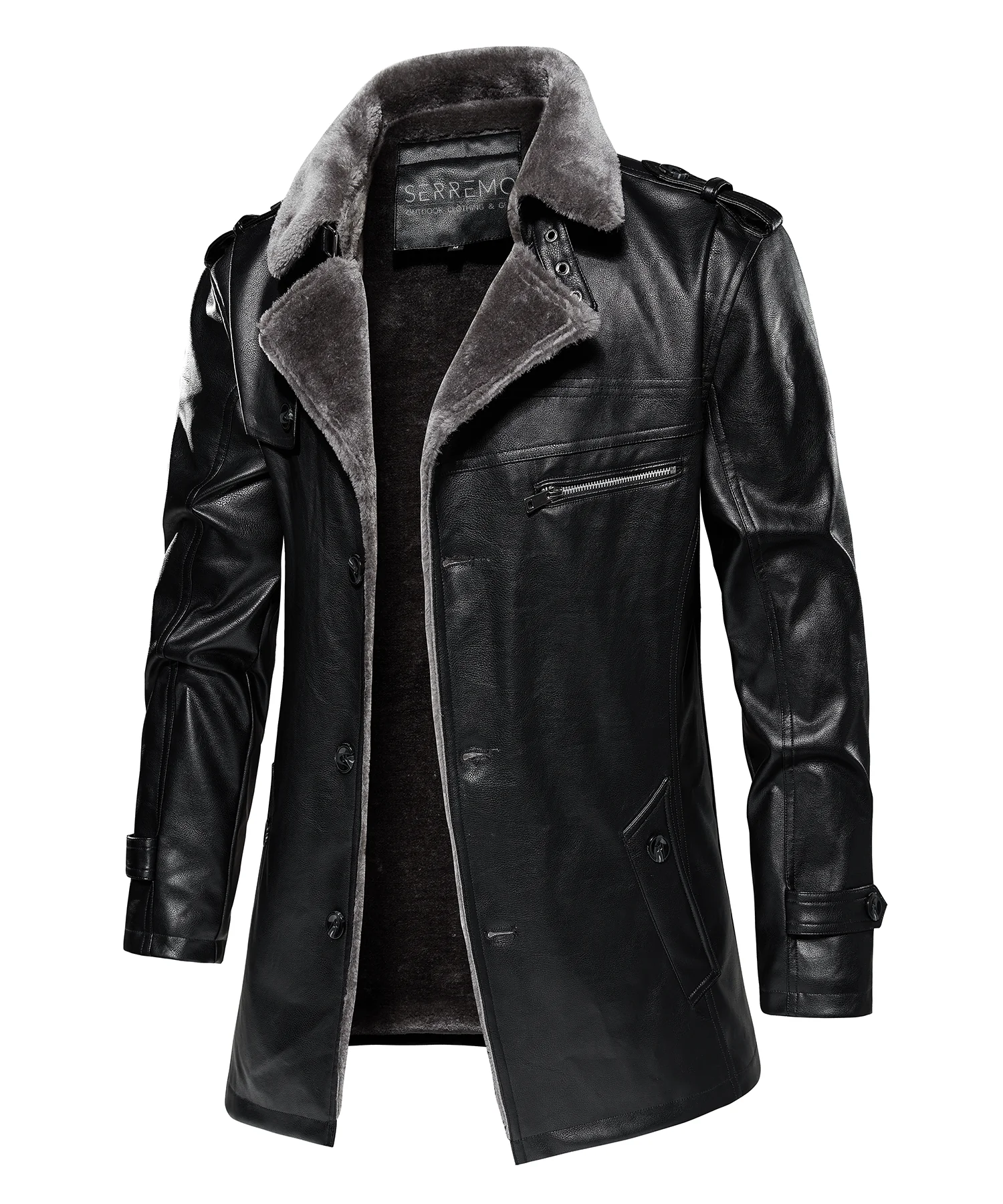Insulated Faux-Leather Coat